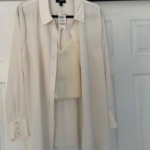 Alfani Ivory Button Front Blouse